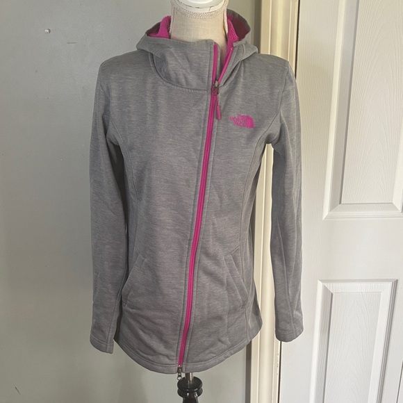 The North Face Gray Hoodie with Pink Trim - Picture 1 of 6